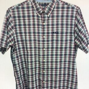 Calvin Klein Men's Red and Blue Plaid Shirt